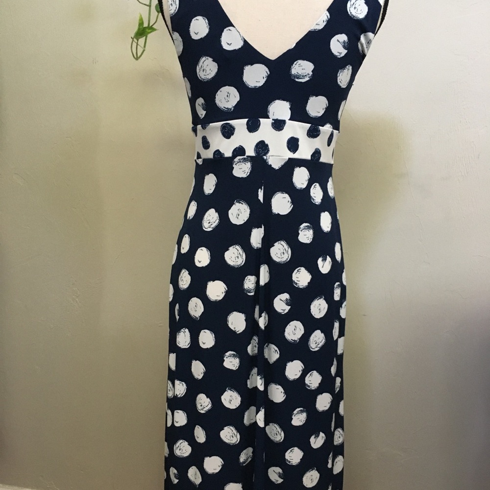 Target Merona Sleeveless Polka Dot Dress, Navy White, Good for Work! Fit & Flare - Picture 6 of 8
